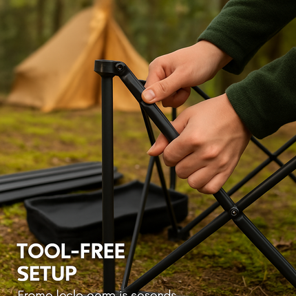 Foldable Camping Table with Storage Basket