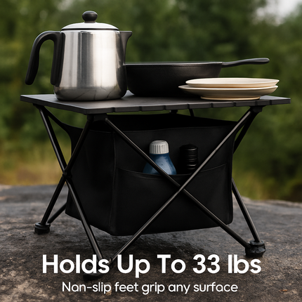 Foldable Camping Table with Storage Basket