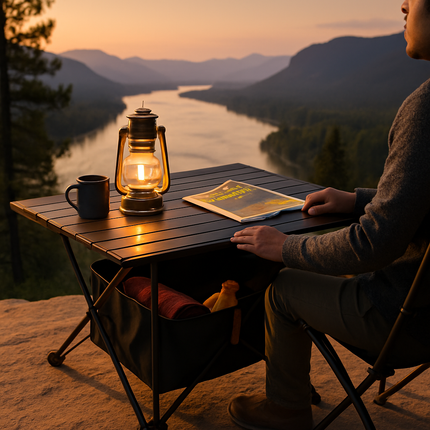 Foldable Camping Table with Storage Basket