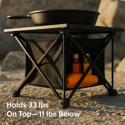 Foldable Camping Table with Storage Basket