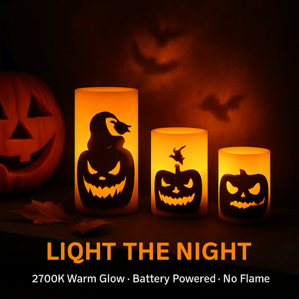 Halloween Flameless Candle Lamp 3-Pack with Timer