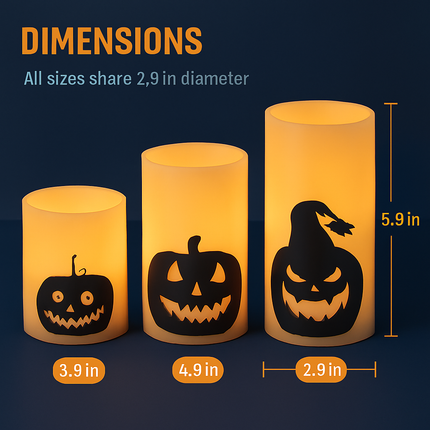 Halloween Flameless Candle Lamp 3-Pack with Timer