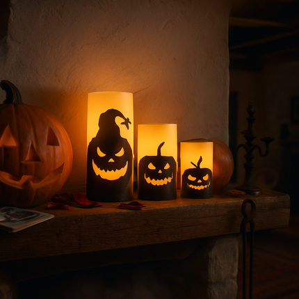 Halloween Flameless Candle Lamp 3-Pack with Timer