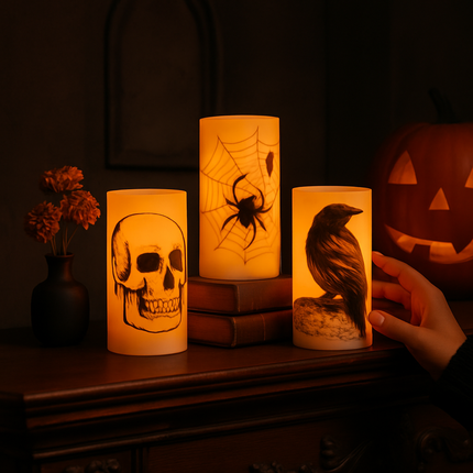 Halloween Flameless Candle Lamp 3-Pack with Timer