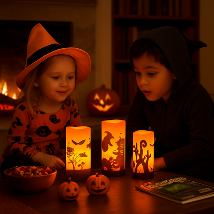 Halloween Flameless Candle Lamp 3-Pack with Timer