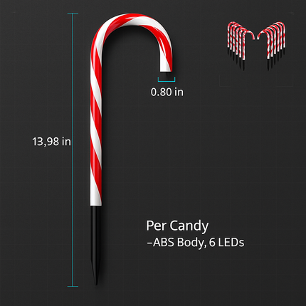 Candy Cane Christmas Lights with 12 Candies