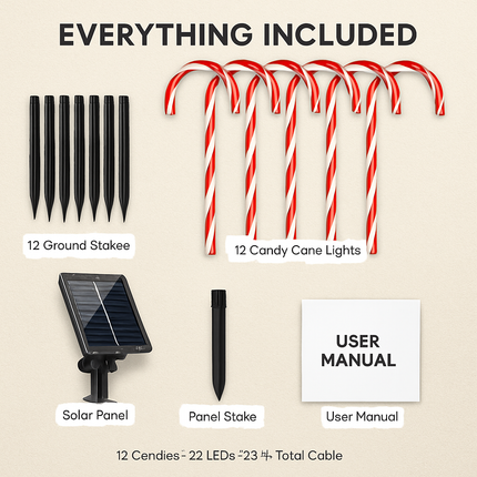 Candy Cane Christmas Lights with 12 Candies