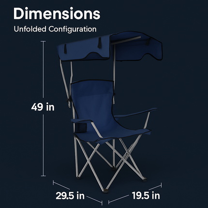 Foldable Beach Canopy Chair with Cup Holder