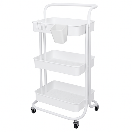 3-Tier Rolling Utility Cart with Mesh Baskets