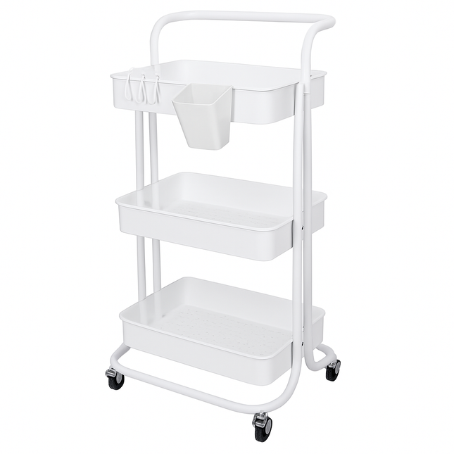 3-Tier Rolling Utility Cart with Mesh Baskets
