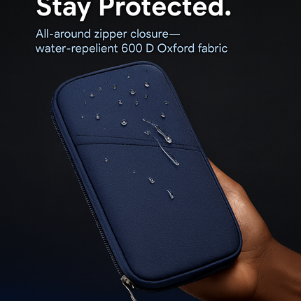 Travel Passport Wallet 12Cells Ticket ID Credit Card Holder Water Repellent Documents Phone Organizer Zipper Case Business Trip Daily Use