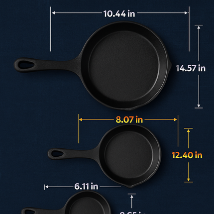 Cast Iron Skillet Set for Everyday Cooking