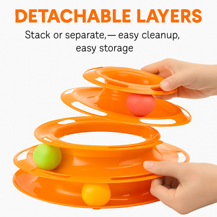 Cat Track Tower Toy with Multi-Layer Track System