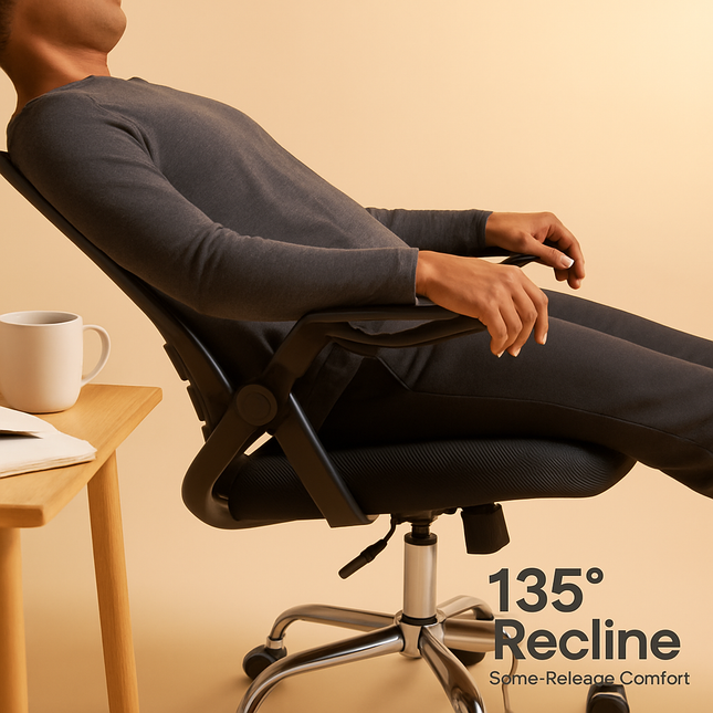 Mesh Ergonomic Office Chair with 135° Reclining Task Chair with 3.94in Adjustable Height Virgin Sponge Seat Cushion