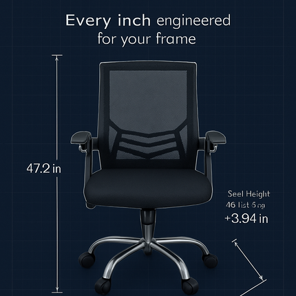 Mesh Ergonomic Office Chair with 135° Reclining Task Chair with 3.94in Adjustable Height Virgin Sponge Seat Cushion