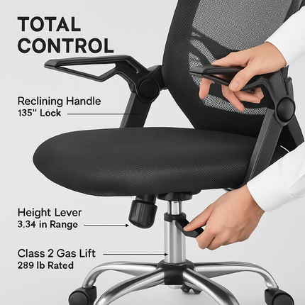 Mesh Ergonomic Office Chair with 135° Reclining Task Chair with 3.94in Adjustable Height Virgin Sponge Seat Cushion