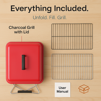 Portable Charcoal Grill Tabletop BBQ Smoker for Outdoors
