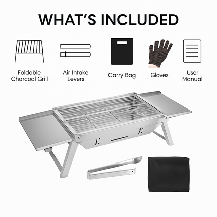 3-in-1 Foldable Charcoal Grill for Camping & Tailgating