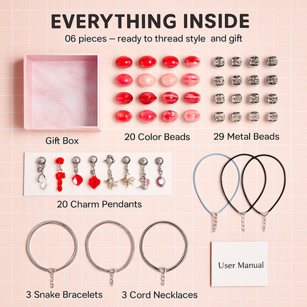 Charm Bracelet Making Kit - 66 Pcs DIY Beads Set