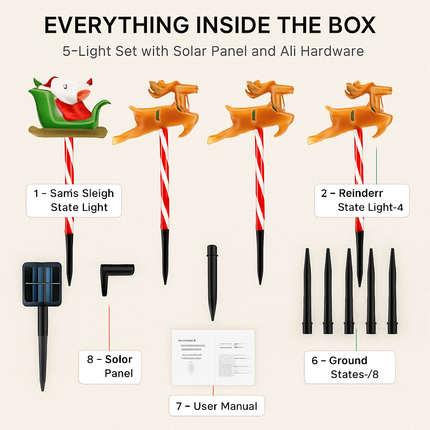 5Packs Christmas Outdoor Pathway Light With 8 Modes IP44 Waterproof Xmas Decoration Stake Light Tree Candy Light For Garden Lawn Porch Yard Driveway