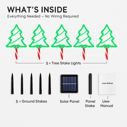 5Packs Christmas Outdoor Pathway Light With 8 Modes IP44 Waterproof Xmas Decoration Stake Light Tree Candy Light For Garden Lawn Porch Yard Driveway