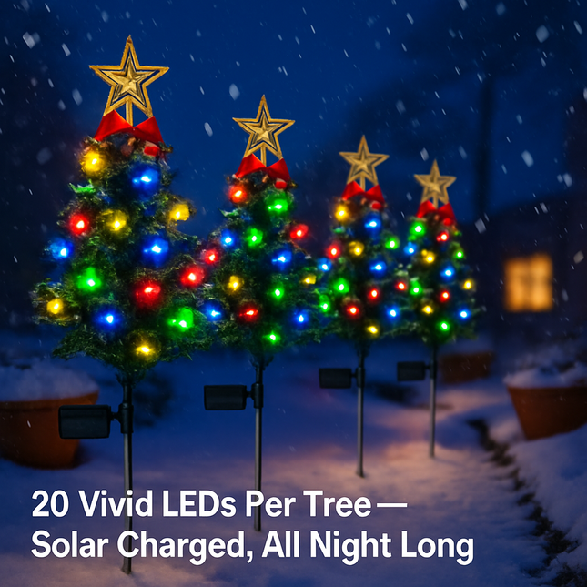 Solar Christmas Tree Lights for Pathway and Garden Decor