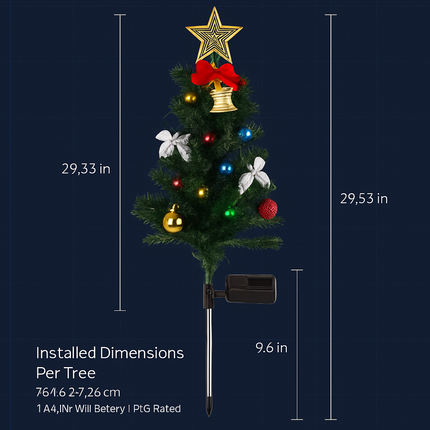 Solar Christmas Tree Lights for Pathway and Garden Decor