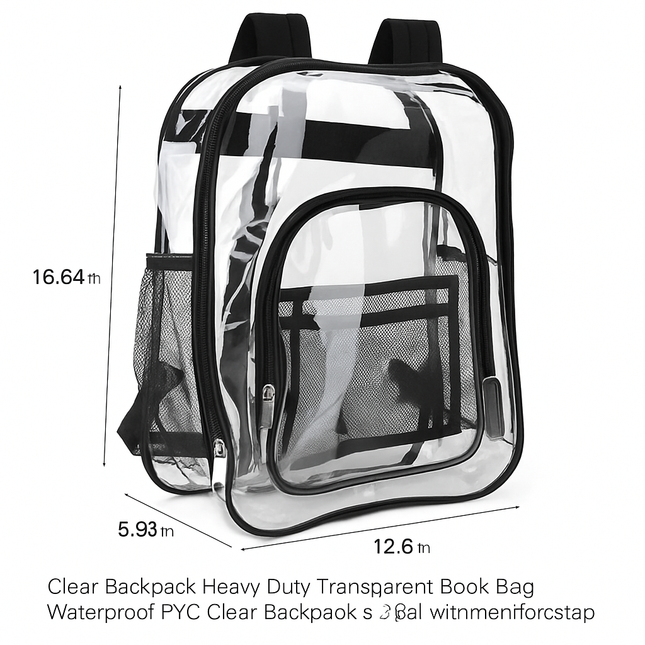 Clear Heavy-Duty Transparent Backpack for Work & College
