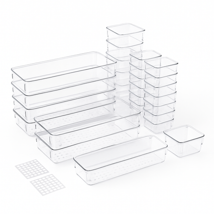 Clear Drawer Organizers Set for Home Organization