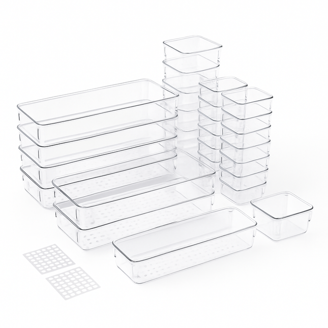 Clear Drawer Organizers Set for Home Organization