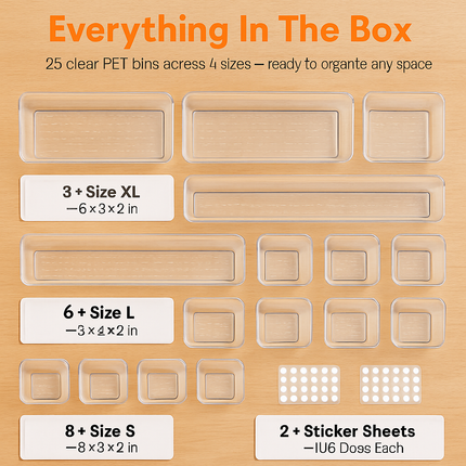Clear Drawer Organizers Set for Home Organization