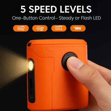 Portable 5-in-1 Waist Clip Fan with 5 Speeds and Light