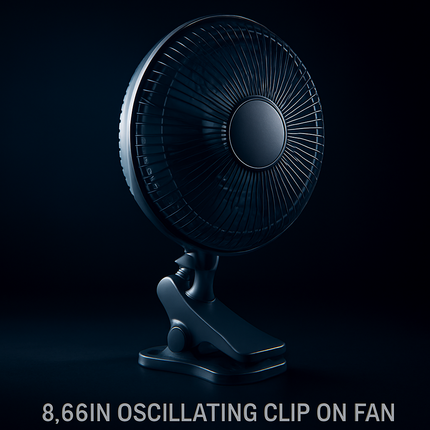 8.66In Oscillating Clip On Fan 2 Speeds Quiet Clamp Fan with 90° Oscillating & Tilting Angle Desktop Wall Mount for Home Office Dorms Strollers