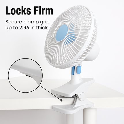 8.66In Oscillating Clip On Fan 2 Speeds Quiet Clamp Fan with 90° Oscillating & Tilting Angle Desktop Wall Mount for Home Office Dorms Strollers