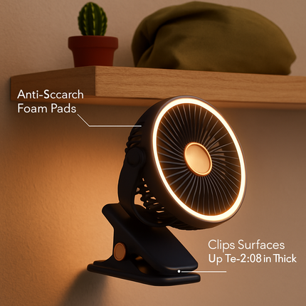 Clip-On Desk Fan for Camping and Office — Quiet & Adjustable