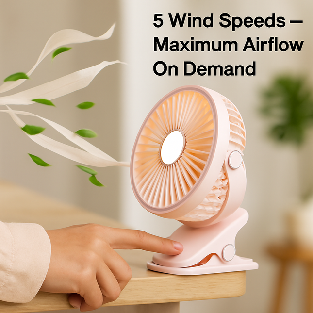Clip-On Desk Fan for Camping and Office — Quiet & Adjustable