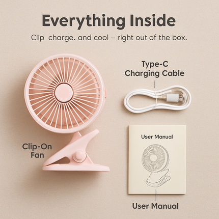 Clip-On Desk Fan for Camping and Office — Quiet & Adjustable
