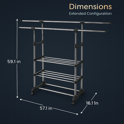 Extendable Garment Hanging Rack for Home Use