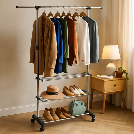 Extendable Garment Hanging Rack for Home Use