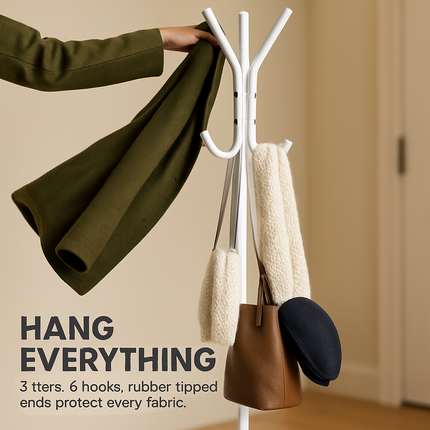 Coat Rack Organizer - Multi-Hook Standing Coat Rack