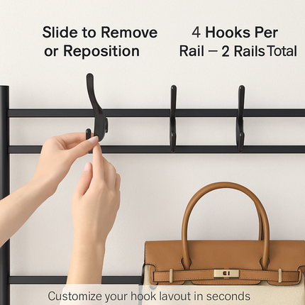 Entryway Coat Rack and Shoe Storage Shelf Black 4-Tier
