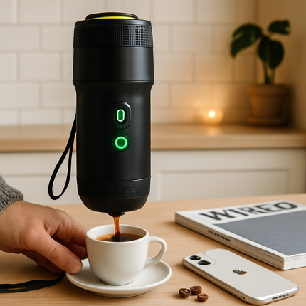 Portable Electric Espresso Machine Cordless Coffee Maker Self-Heating Car Espresso Maker with Anti-Dry Burn Fit for Ground Coffee/NS/DG Capsules for C