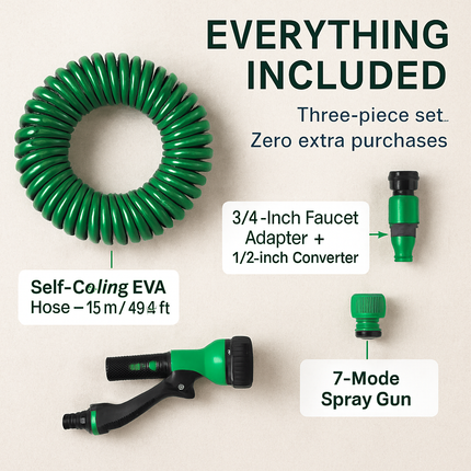 Garden Hose with 7-Mode Sprayer for Patio and Garden