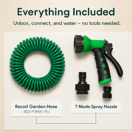 Garden Hose with 7-Mode Sprayer for Patio and Garden