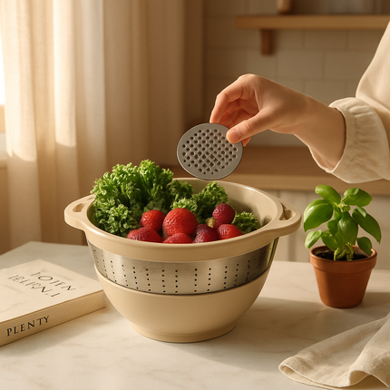 Multifunctional Mixing Bowl with Colander and Graters Set
