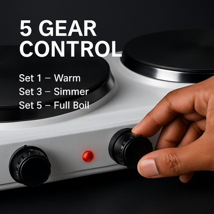 Double Electric Burner Portable Dual Counter Stove