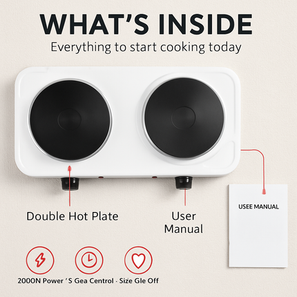 Double Electric Burner Portable Dual Counter Stove