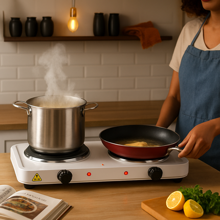 Double Electric Burner Portable Dual Counter Stove
