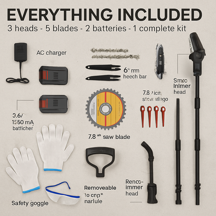Cordless Pole Saw & Mini Chainsaw Garden Kit