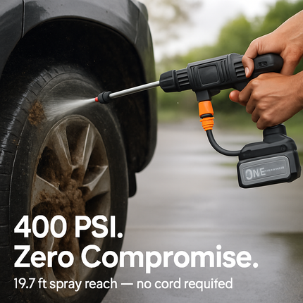 Cordless Pressure Washer Portable Electric Power Washer High Pressure Water Sprayer 400PSI Car Washer Cleaner with 0° & 40° Nozzle Foam Bottle Filter
